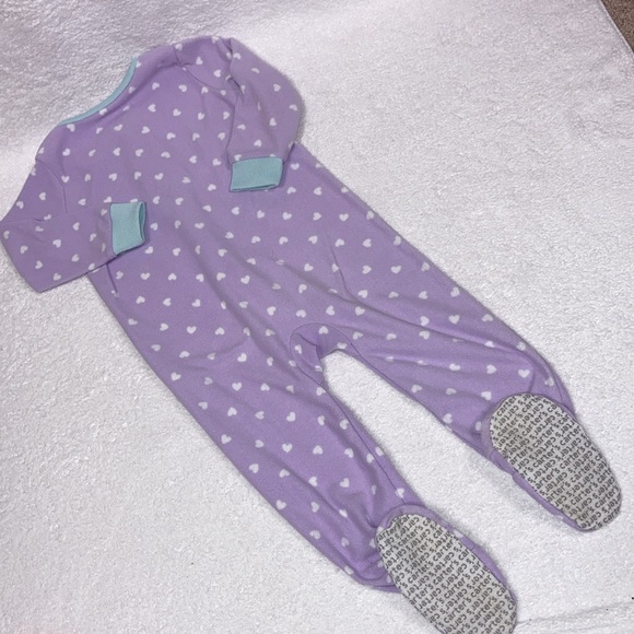 5/$20 carters fleece zip purple white hearts seal sleeper footie pajamas 2t - Picture 5 of 6
